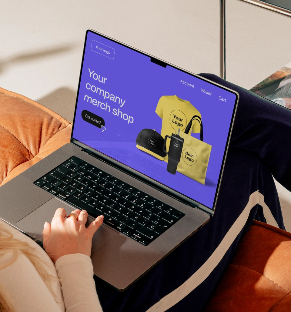  Branded merchandise shop on laptop